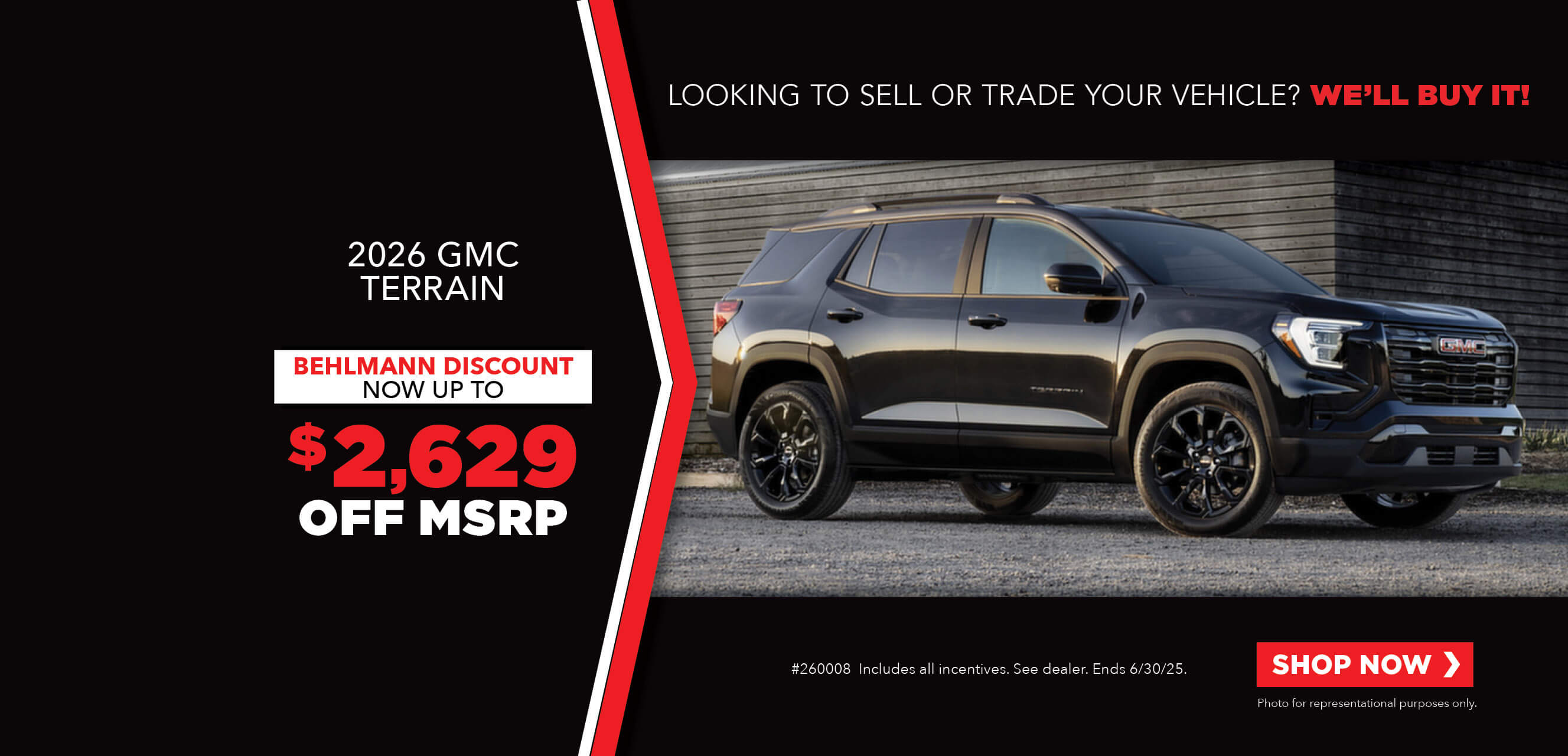 Now up to $2,629 off MSRP on 2025 GMC Terrain.